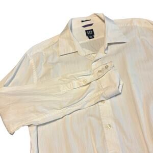 GAP Fitted Premium Men’s White Button Down Dress Shirt | XL Cotton Long Sleeve